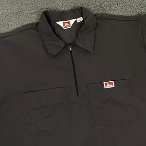 Ben Davis Work Shirt Mens 2XL 1/4 Zip Short Sleeve Twill Mechanic Skater Gray